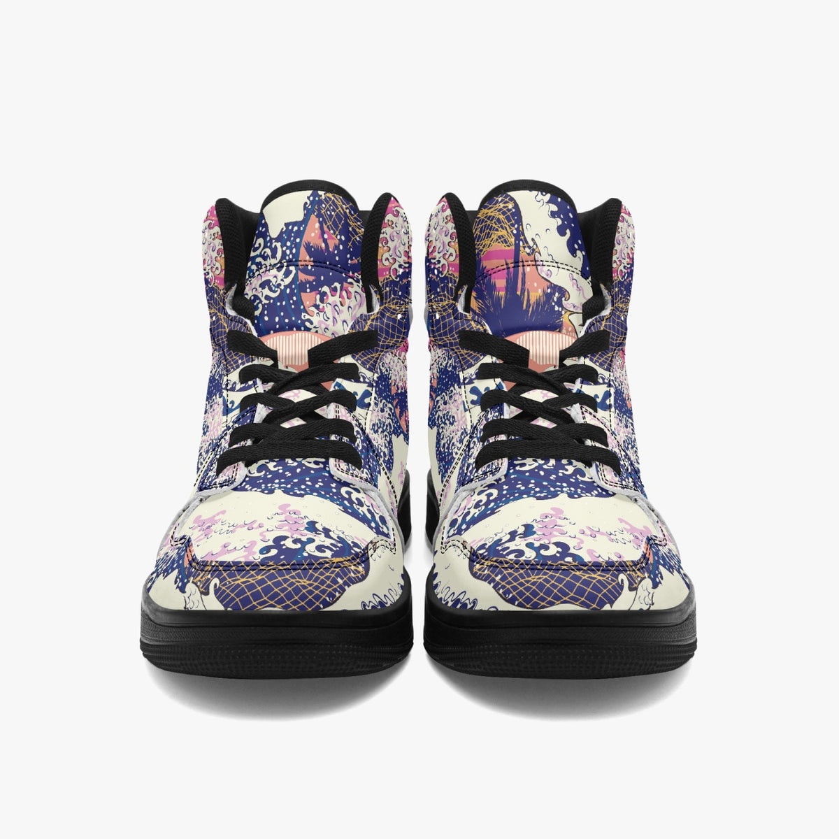 Vegan Leather Hi Tops Retro Vapour Wave off of Kanagawa
