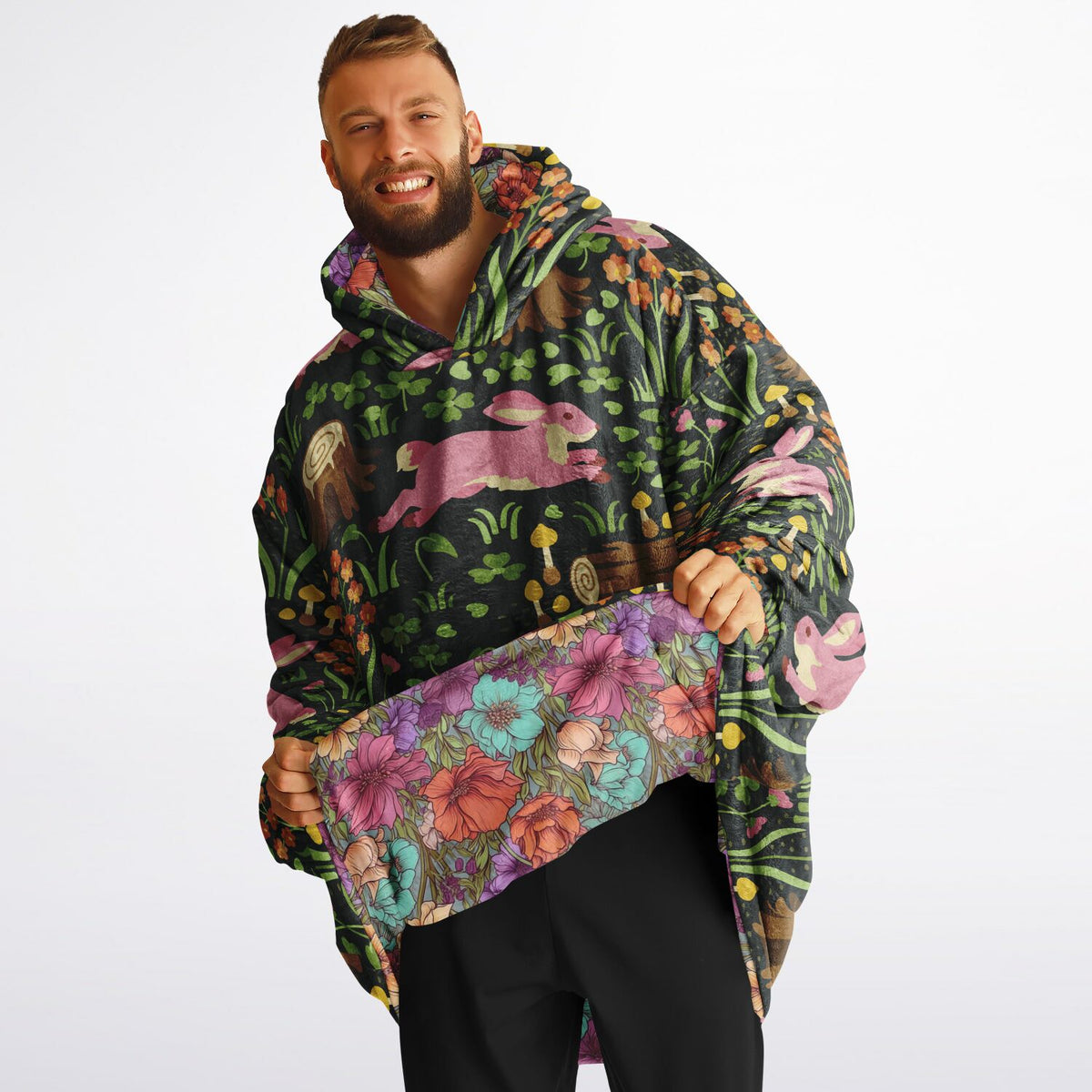 Cottage Core Wendbarer Loungewear-Hoodie in Übergröße, Decken-Hoodie in Übergröße 