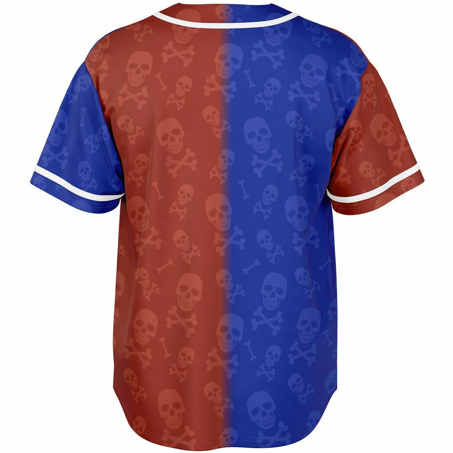 Red and Blue Skull Baseball Jersey - AOP