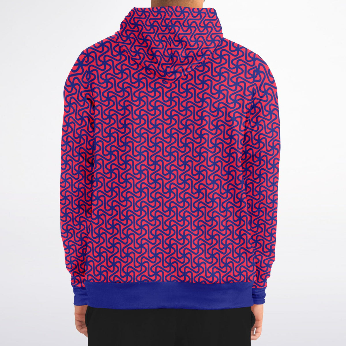 Art Deco Navy and Raspberry Hoodie