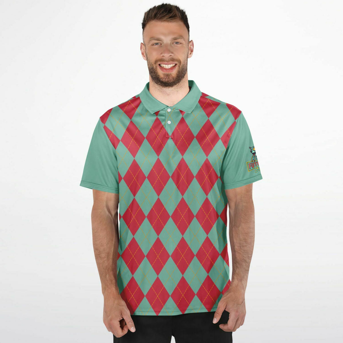 Performance Golf Polo - Retro Teal Argyle