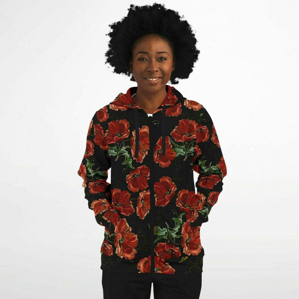 Art Nouveau Roses Zip-Up Hoodie