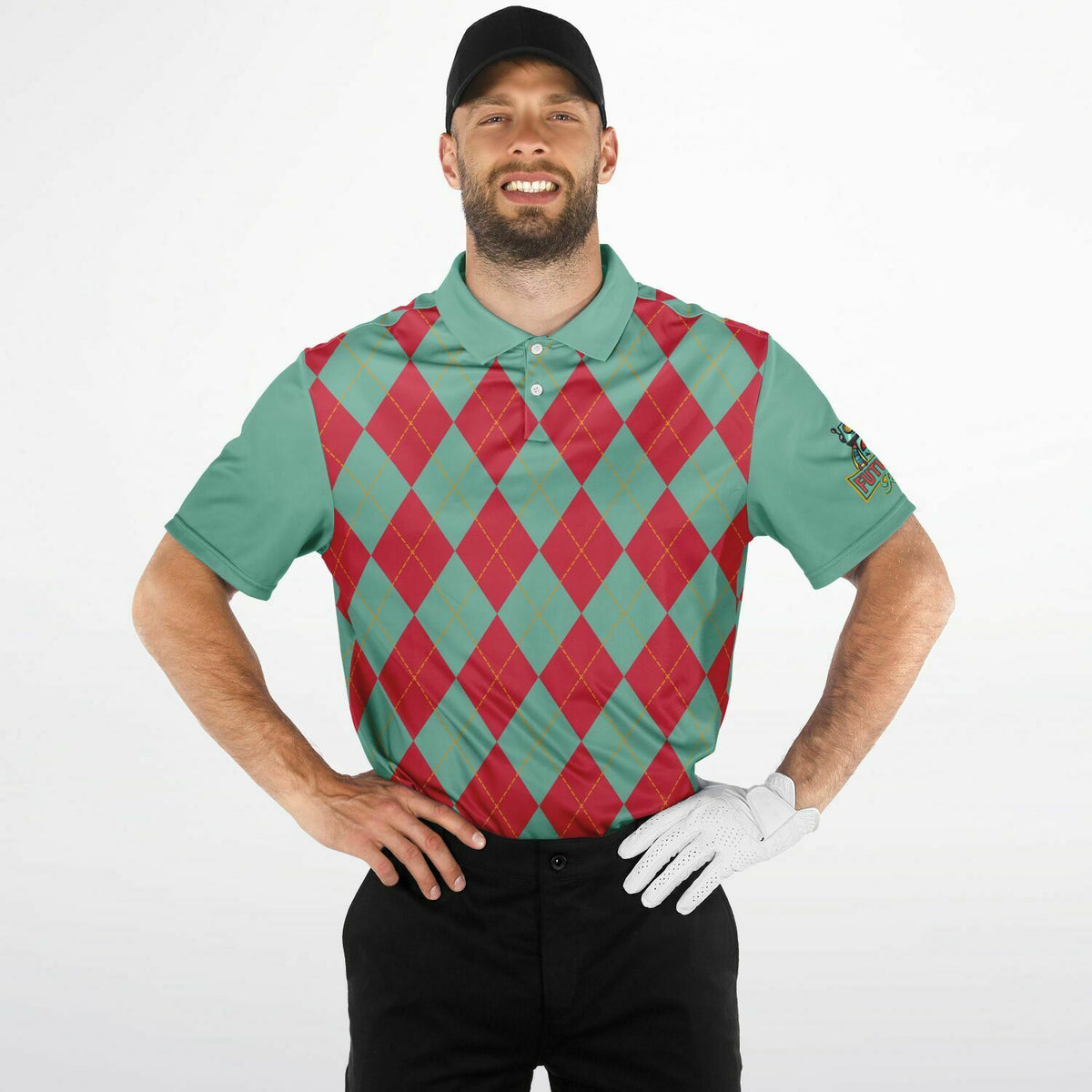 Performance Golf Polo - Retro Teal Argyle