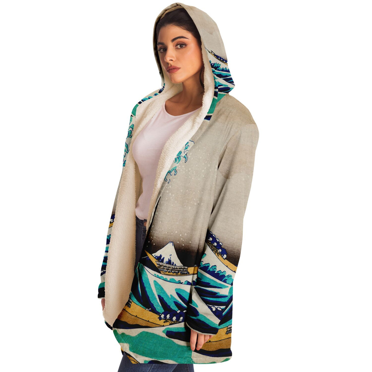 Microfleece Cloak featuring The Great Wave Off Of Kanagawa Ukiyo-e Art