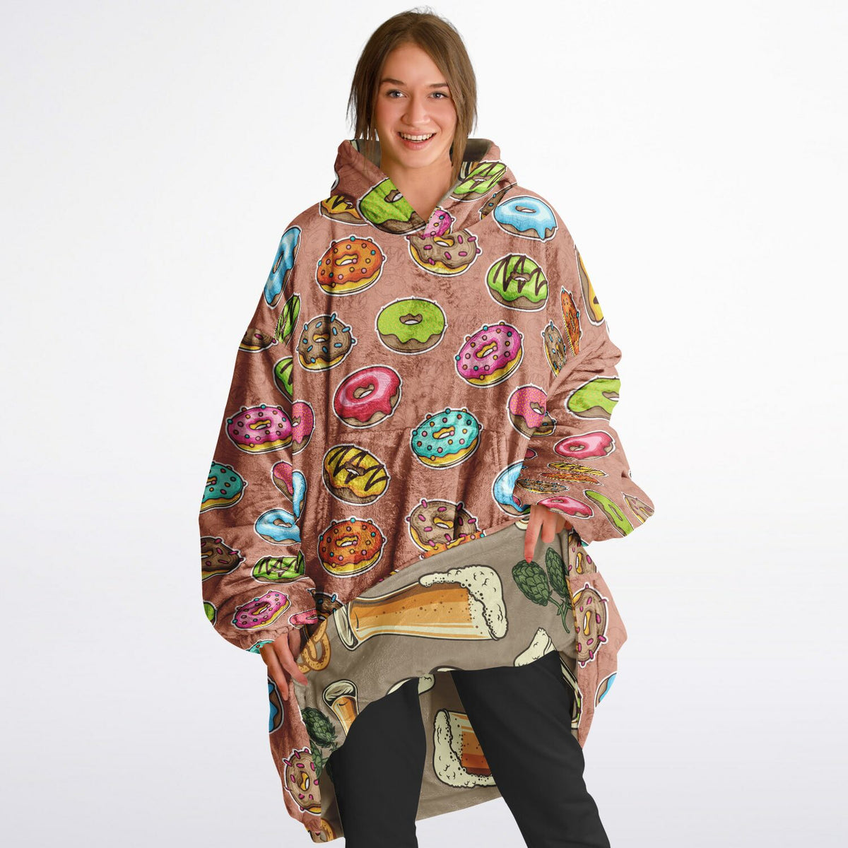 Lounge Wear Reversible Snug Hoodie: Donut and Beer 🍩🍺