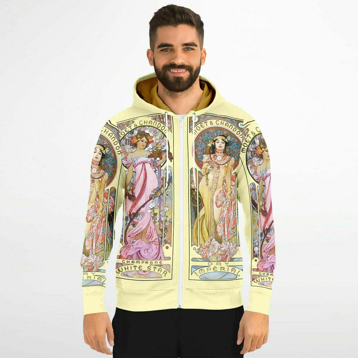 Zip-Up Hoodie Alphonse Mucha's Art Nouveau Moet & Chandon