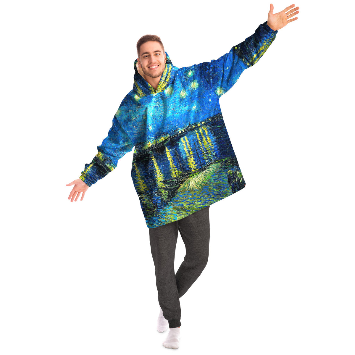 Starry Night Snug Microfleece Hoodie Wearable Blanket