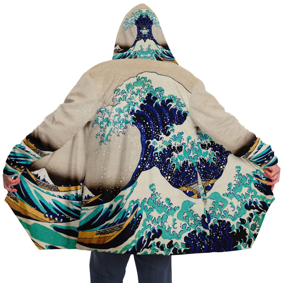 Microfleece Cloak featuring The Great Wave Off Of Kanagawa Ukiyo-e Art