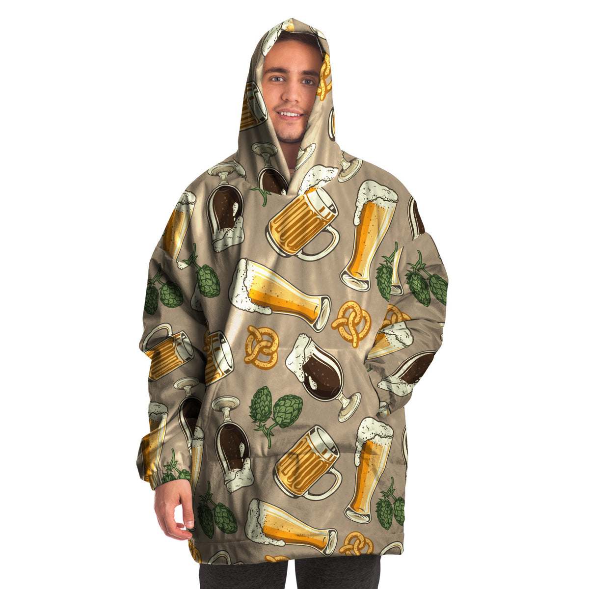 Kuscheliger Kapuzenpullover mit Brezel- und Biermuster – Die ultimative Loungewear 