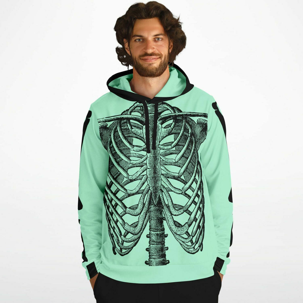 Y2K Skeleton Hoodie - Mint Green