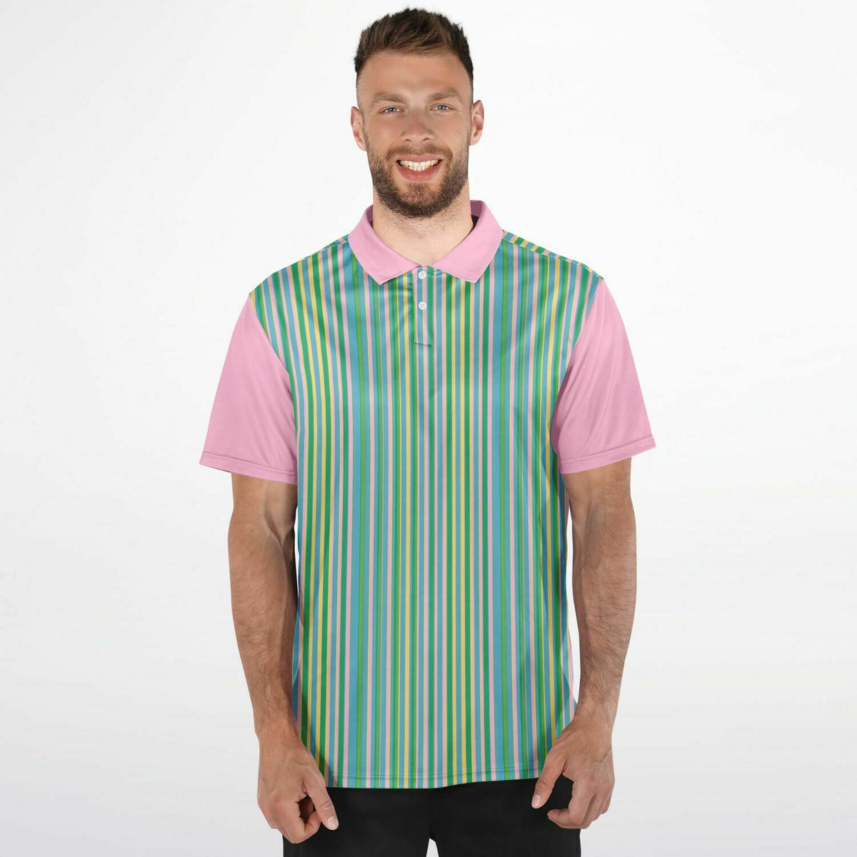 Performance Golf Polo Retro Pastel Pinstripe