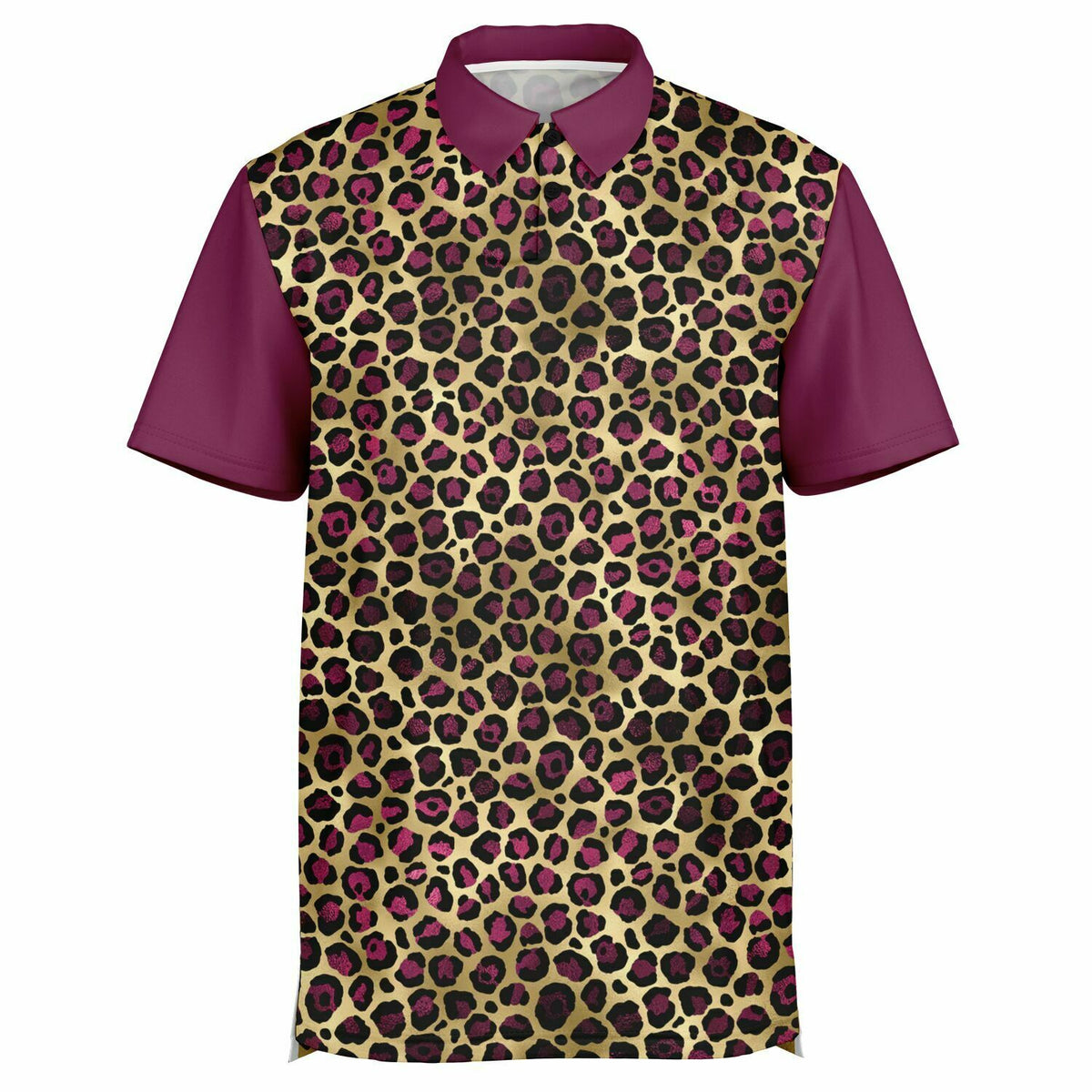 Ruby Leopard Printed Performance Golf Polo: Elegance Meets Functionality on the Fairway