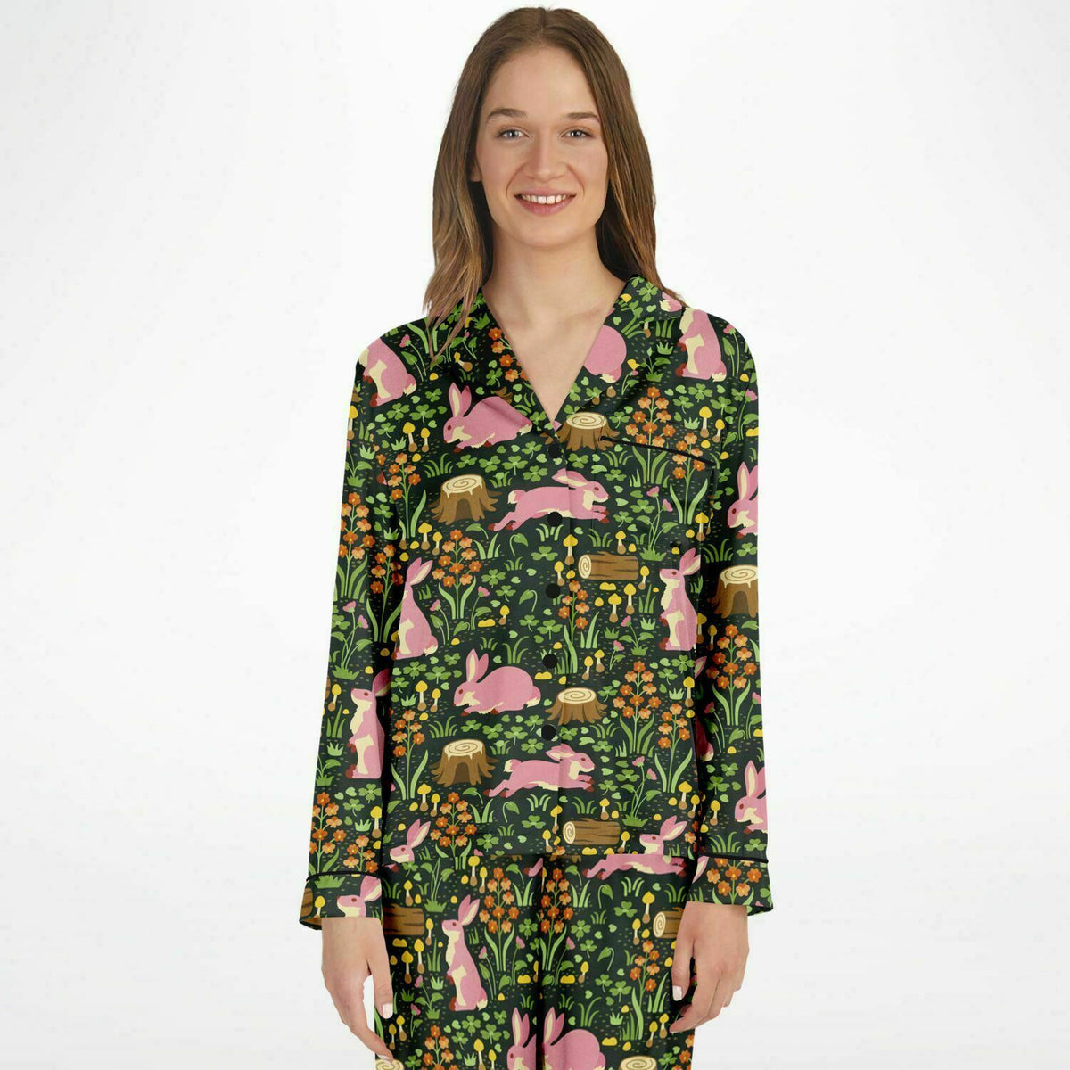 Satin-Pyjama für Damen - Cottage Core Forest Dreamland 