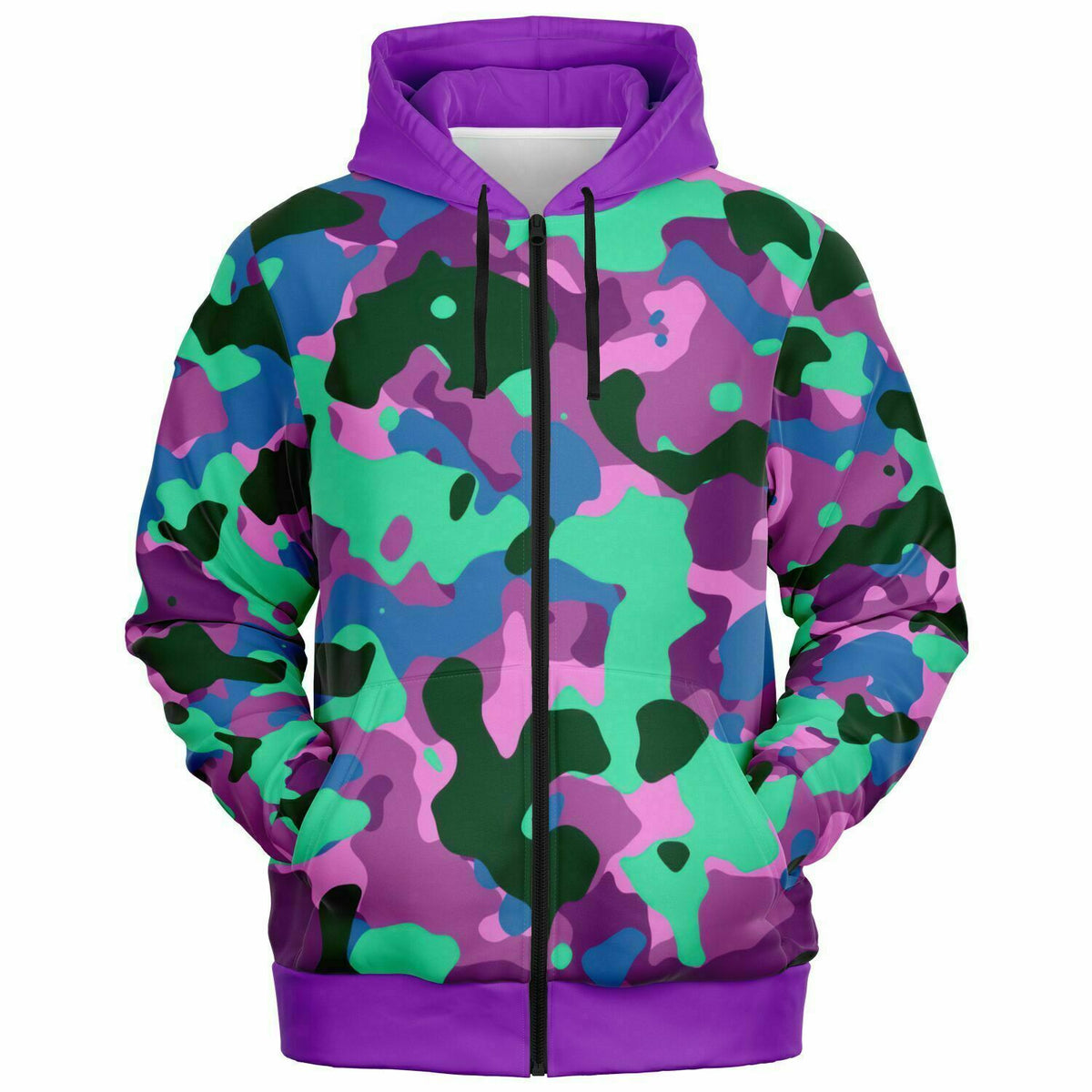 Y2K Revival: Tri-Color Camo Zip Hoodie, Retro Camo - Future