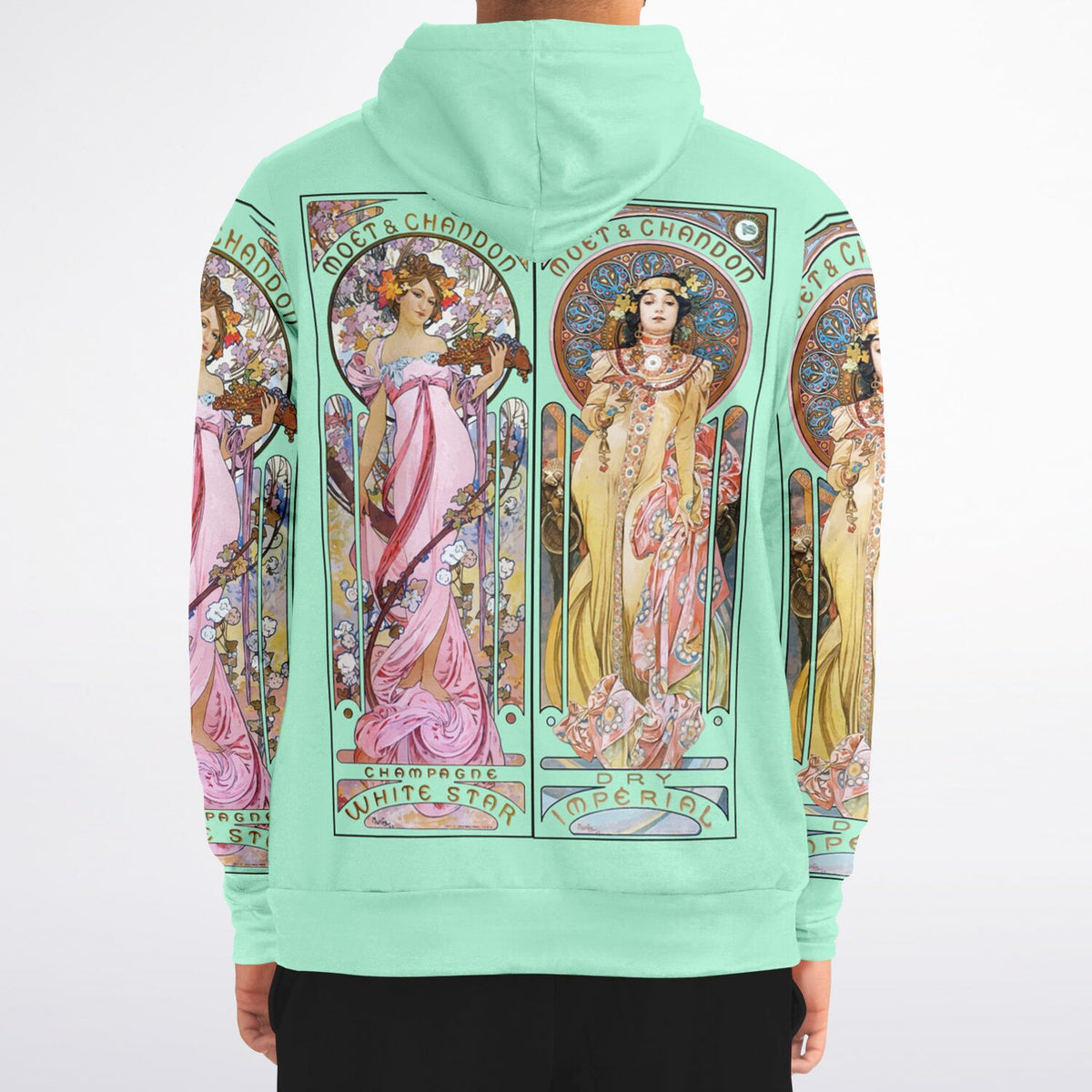 Lightweight Summer Zip Hoodie Art Nouveau Alphonse Mucha Print