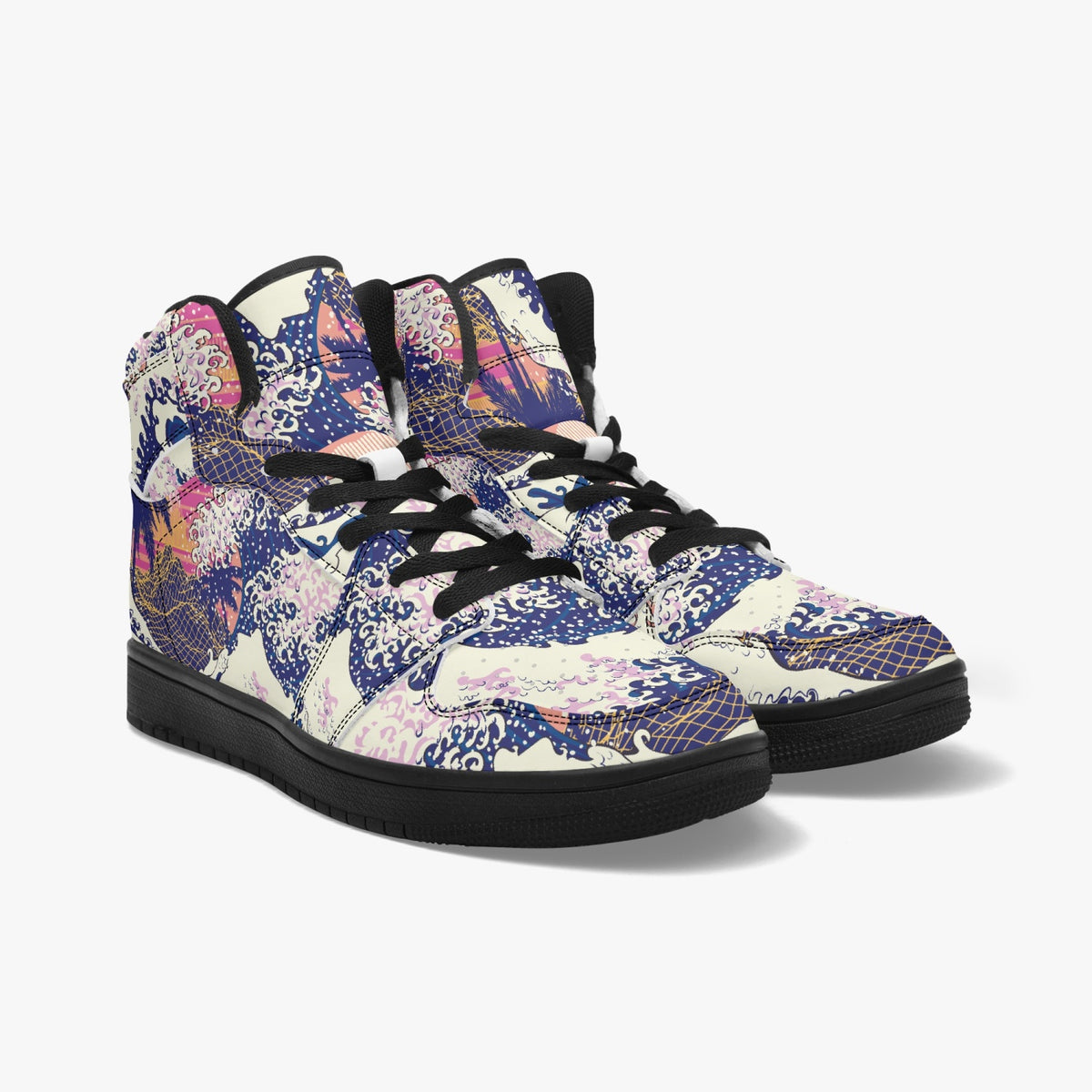 Vegan Leather Hi Tops Retro Vapour Wave off of Kanagawa
