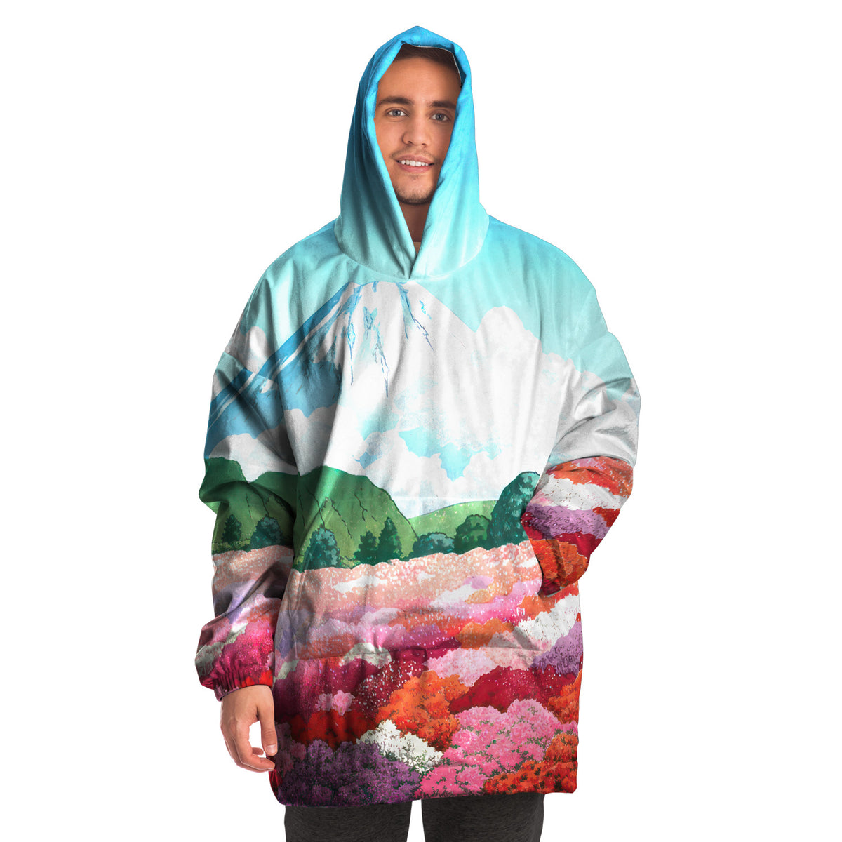 Ukiyo-e Art Snug Hoodie - One Size, High-Def Kawase Hasui Print, Lounge Wear