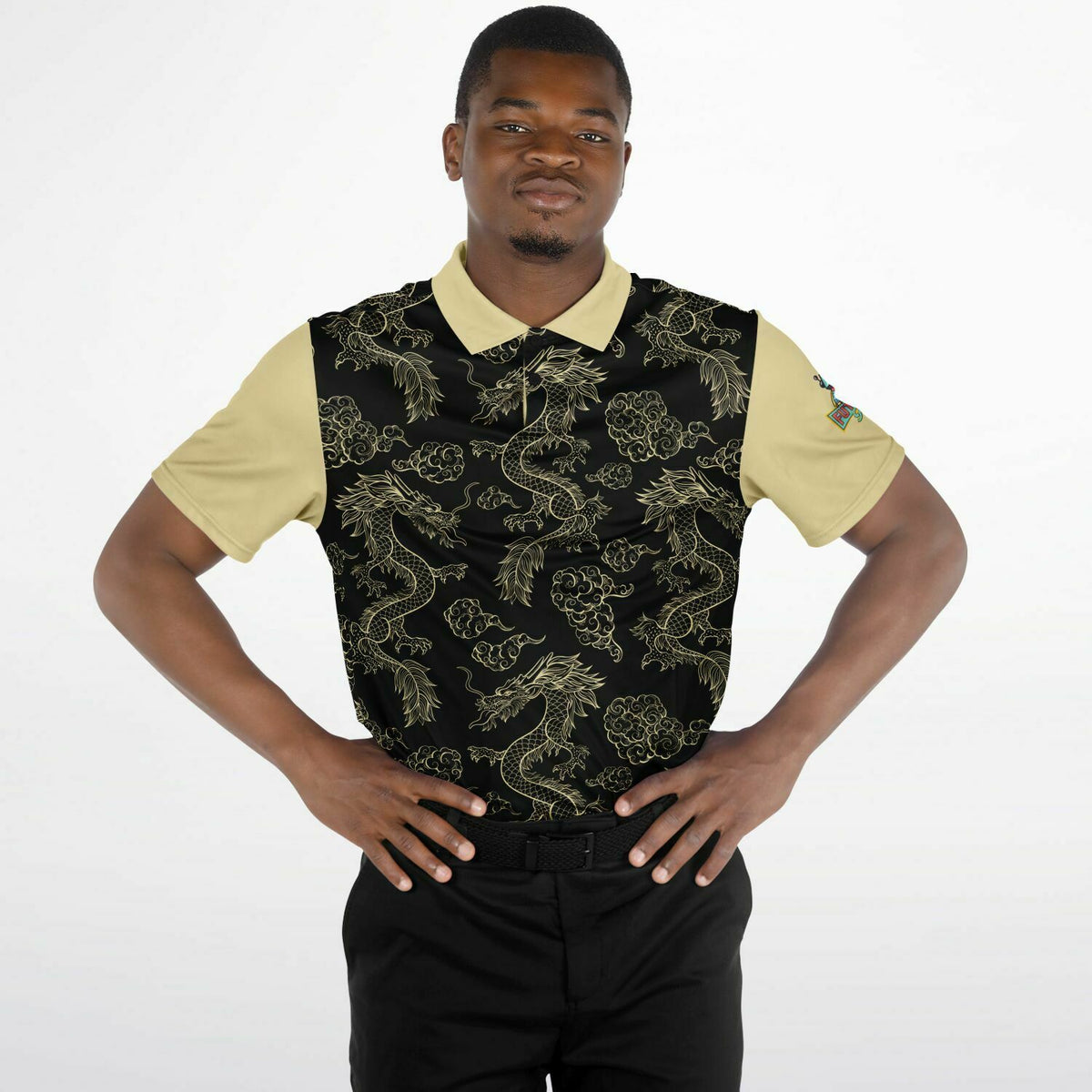Golden Dragon Performance Golf Polo, Sweat Wicking