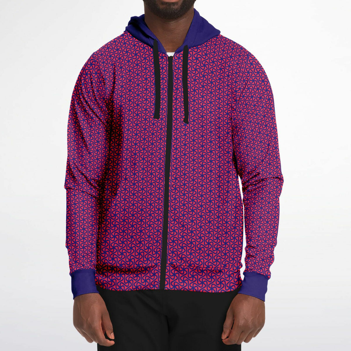 Fashion Zip-Up Hoodie - geometric pattern