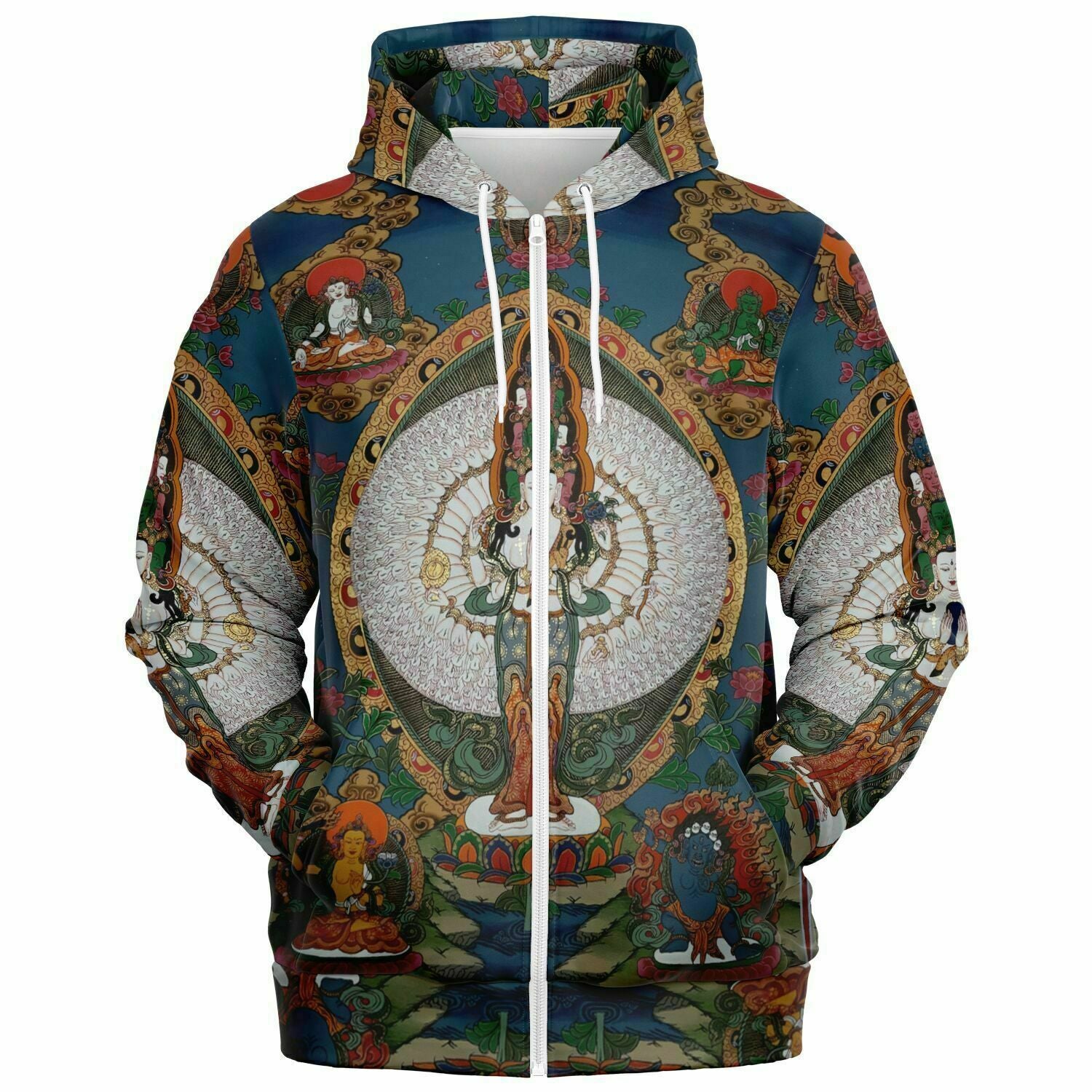 Zip Up Art Hoodie, Spiritual, Festival, Yoga, Meditation Zip Hoodie