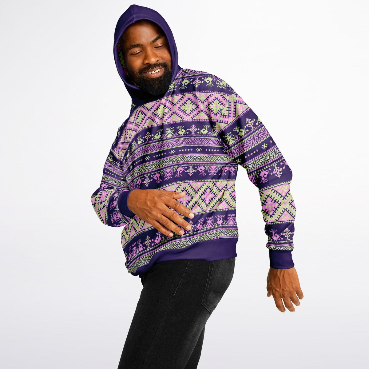 Nordic Print Heavyweight Hoodie - Purple