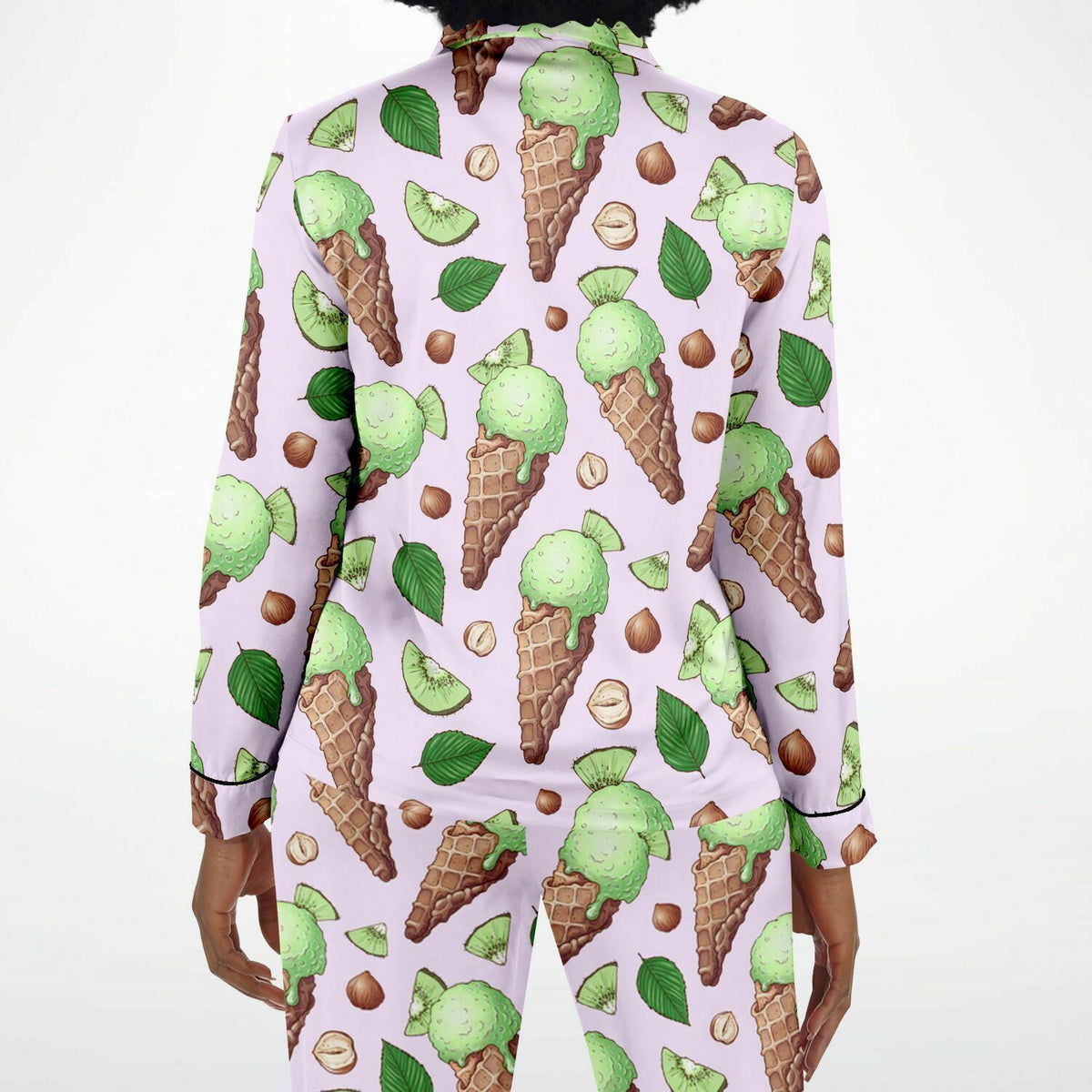 Satin-Pyjama für Damen - Kiwi-Eiscreme 