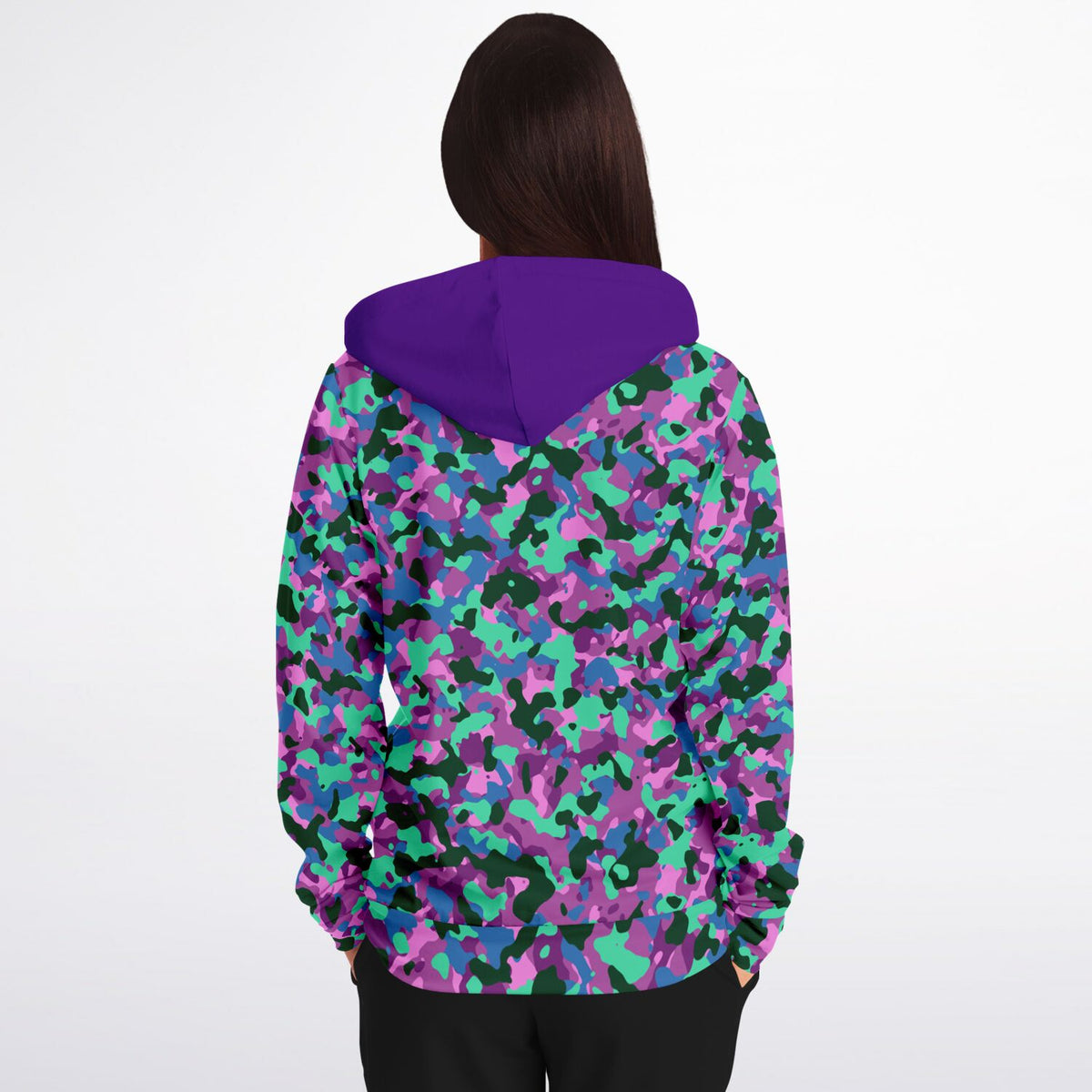 Y2K Purple Camo Zip-Up Hoodie