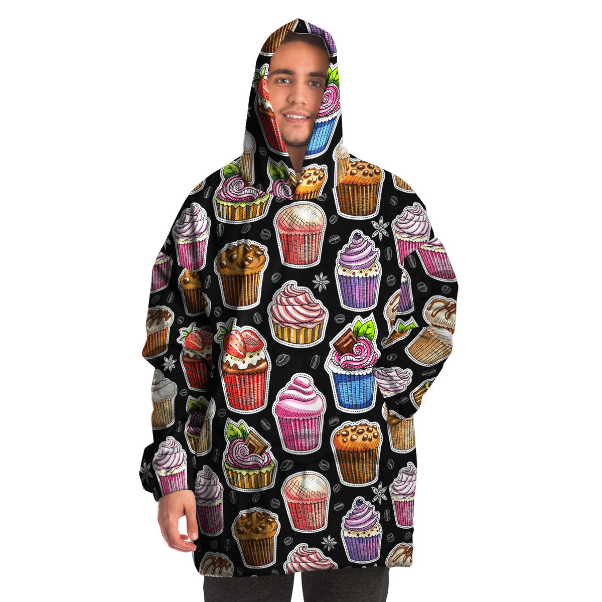 Snug Hoodie Wearable Blanket -Cupcakes and Coffee