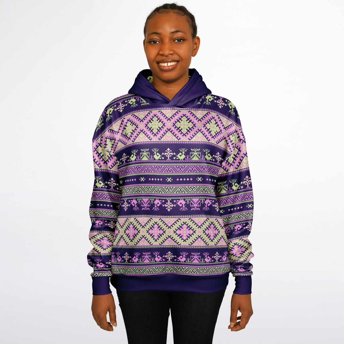 Nordic Print Heavyweight Hoodie - Purple