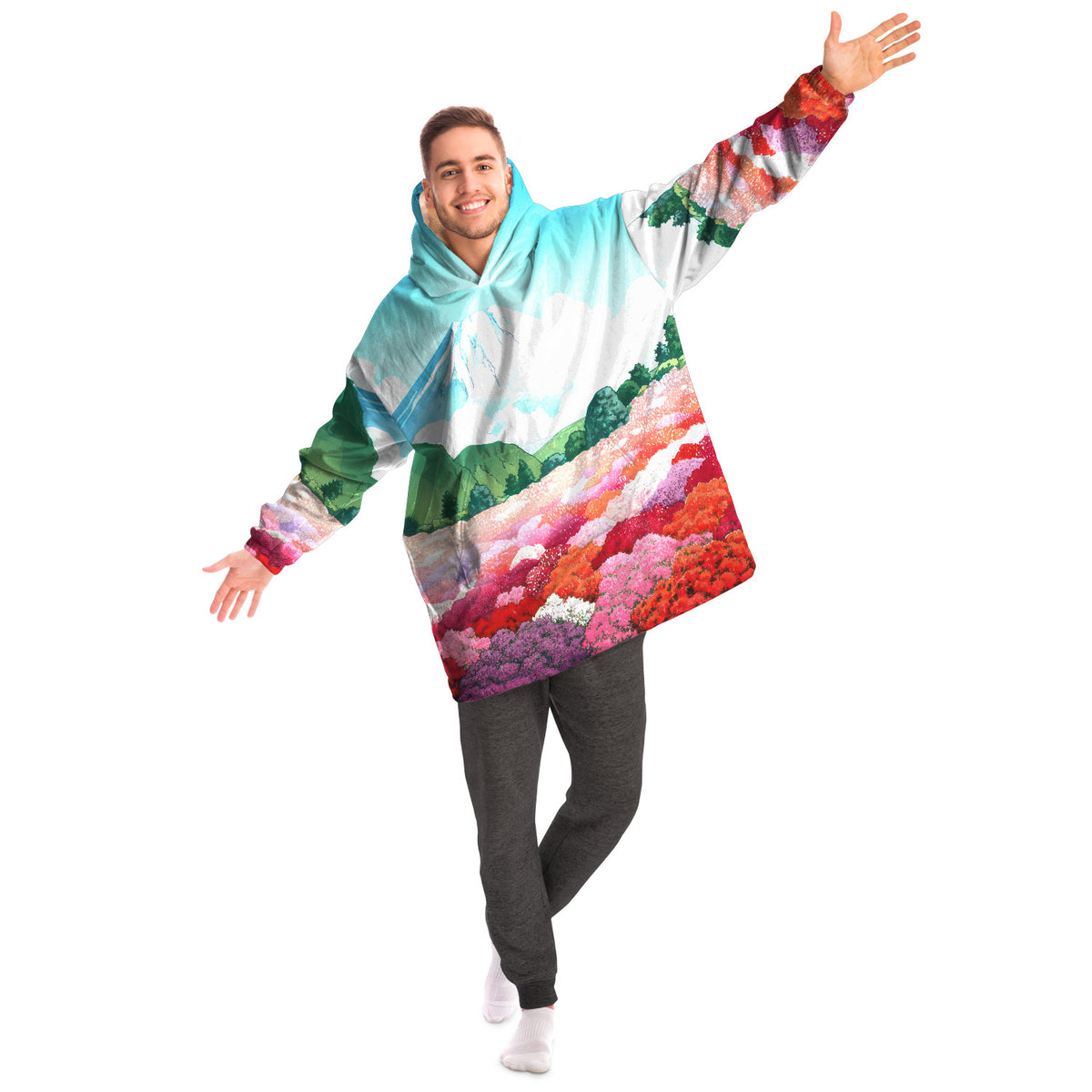 Ukiyo-e Art Snug Hoodie - One Size, High-Def Kawase Hasui Print, Lounge Wear