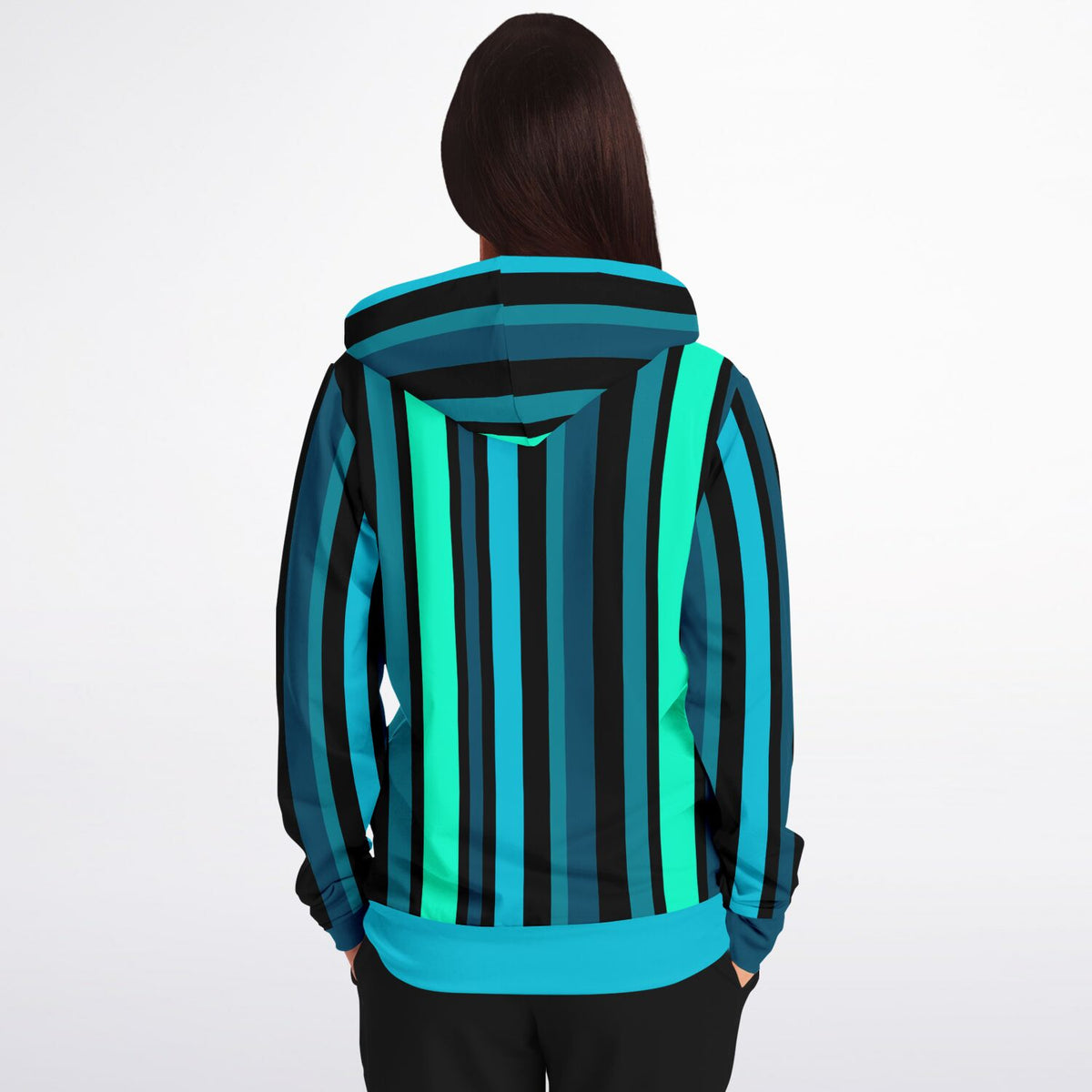 Blue Stripe Zip-Up Hoodie - AOP
