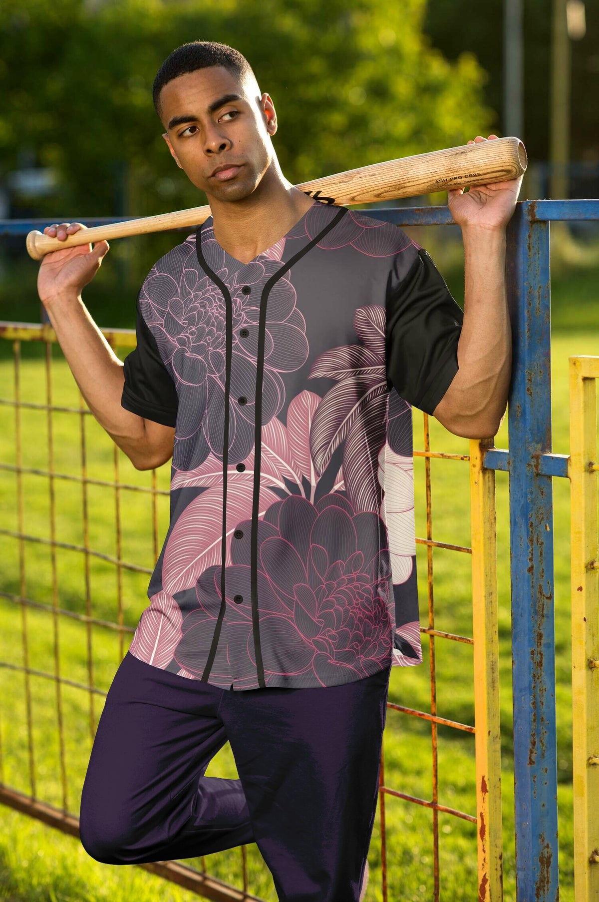 Midnight Flower Unisex Baseball Jersey
