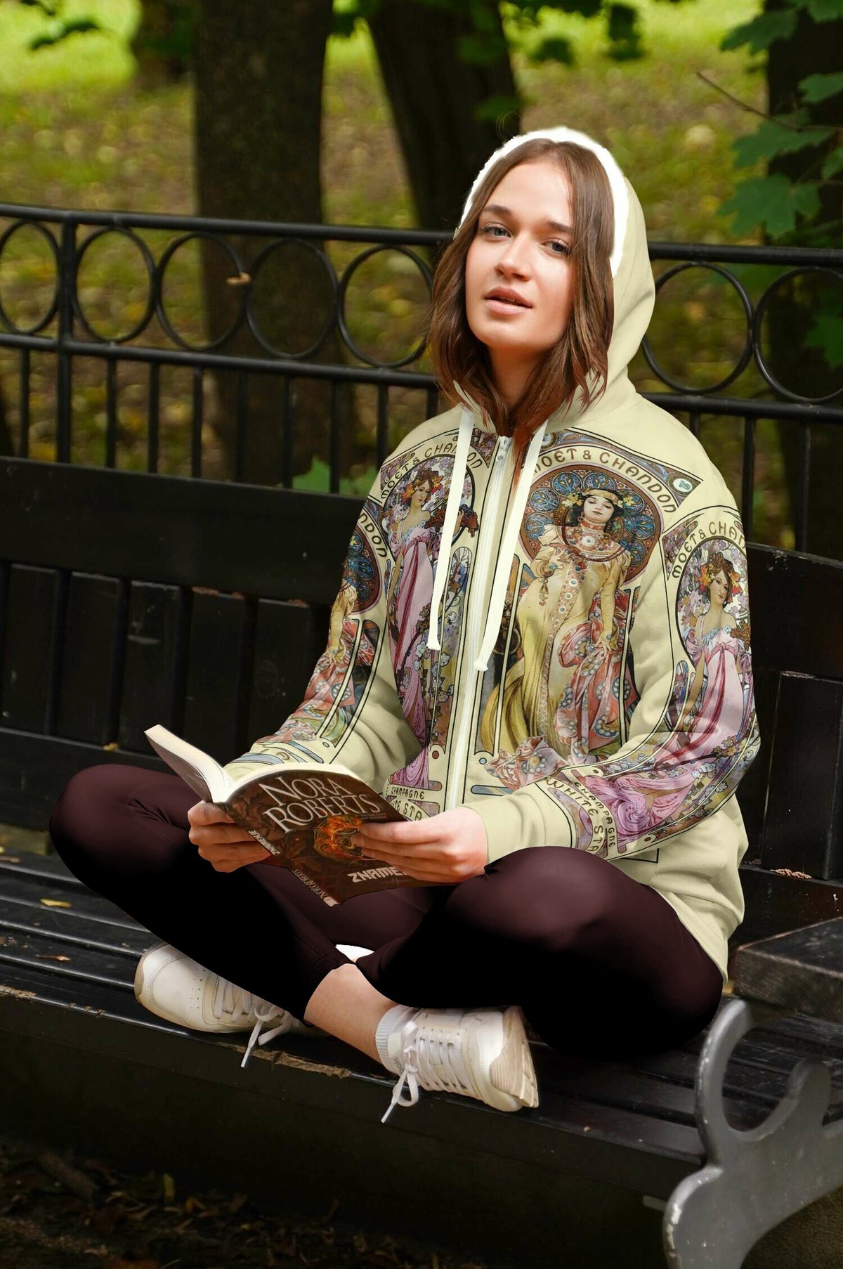 Microfleece Zip Hoodie Art Nouveau Alphonse Mucha Moet And Chandon