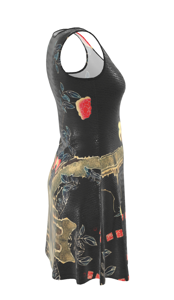 Skater Dress With Ukiyo-e Japanese Art - Plus Sizes Available
