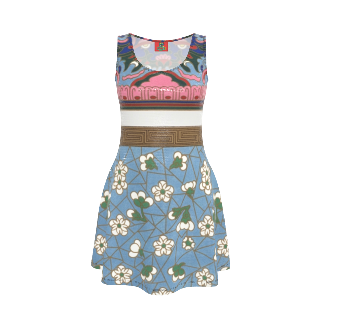 Art Nouveau Skater Dress with Vintage Art Print