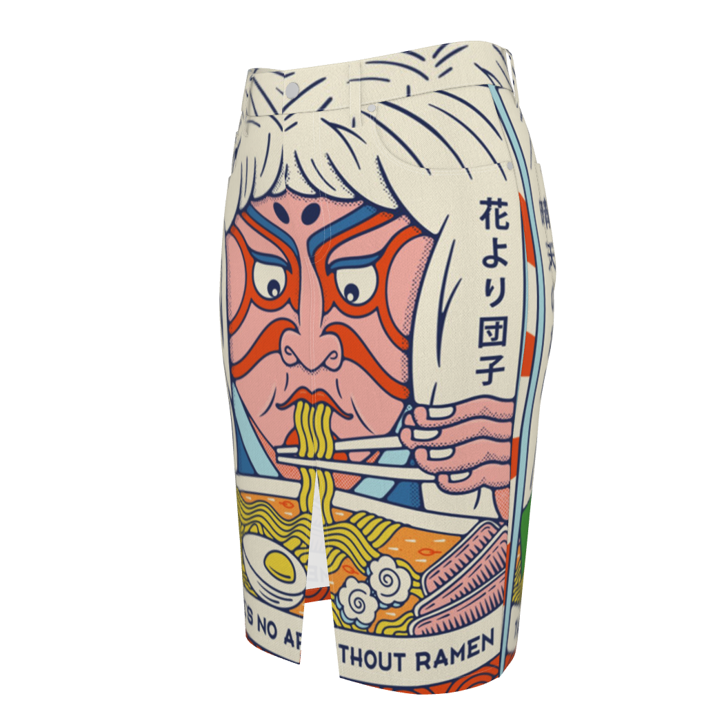 Denim Midi Skirt Kabuki Ramen