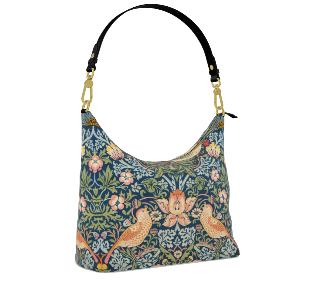 Handmade Leather Shoulder Bag &#39;The Strawberry Thieves&#39;