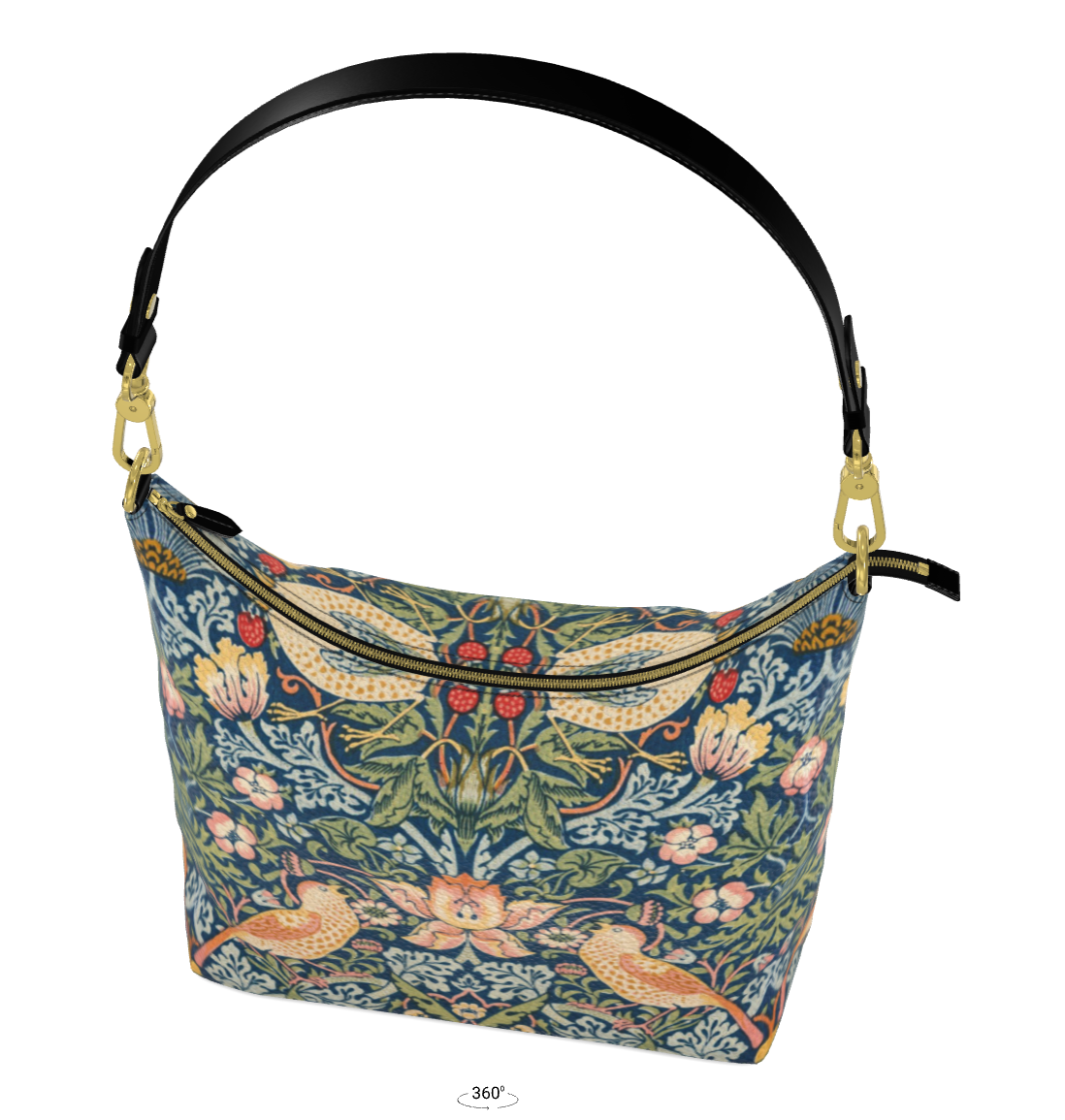 Handmade Leather Shoulder Bag &#39;The Strawberry Thieves&#39;