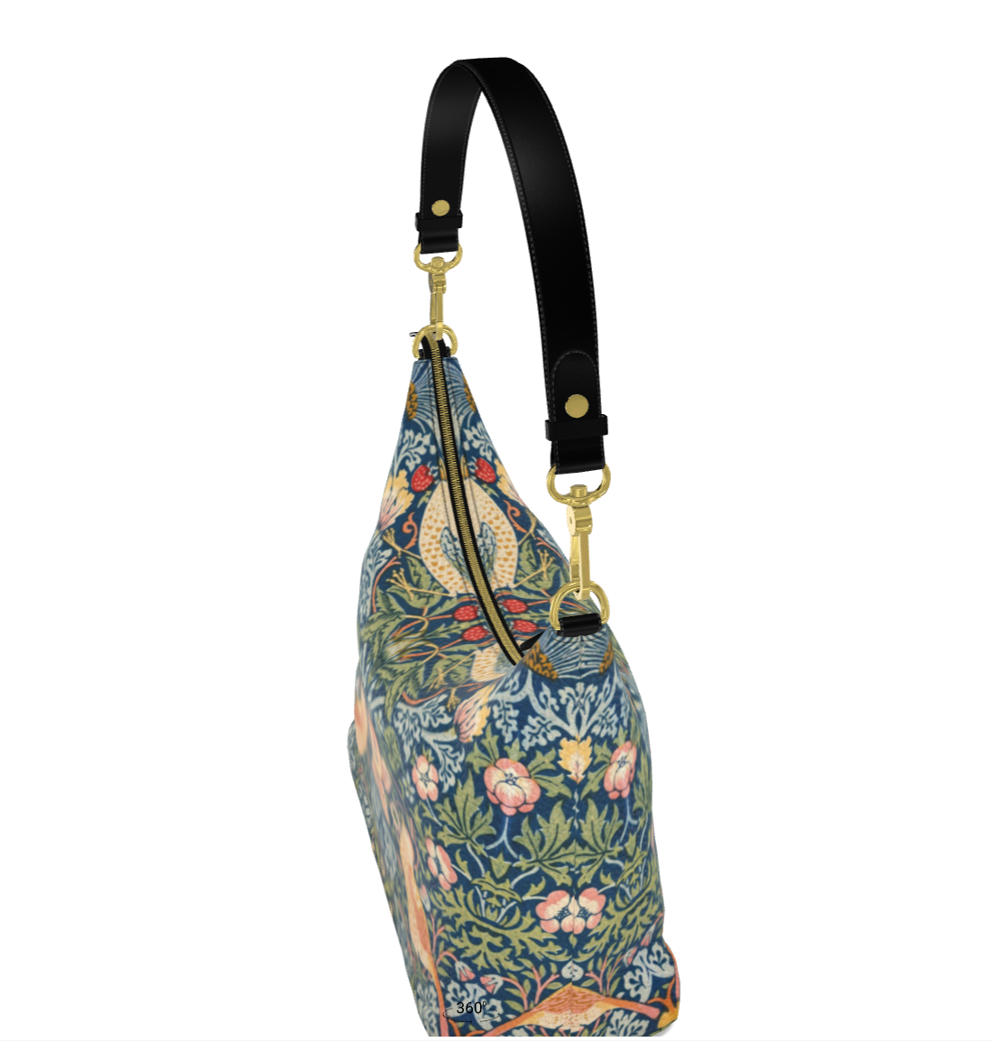 Handmade Leather Shoulder Bag &#39;The Strawberry Thieves&#39;