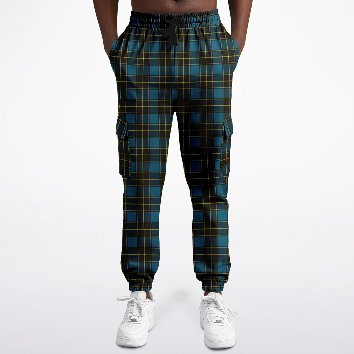 90s Plaid Wide-Leg Cargo Joggers
