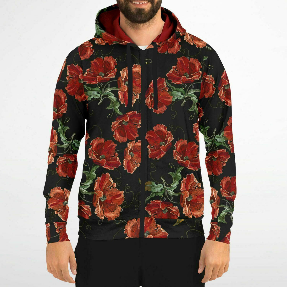 Art Nouveau Roses Zip-Up Hoodie