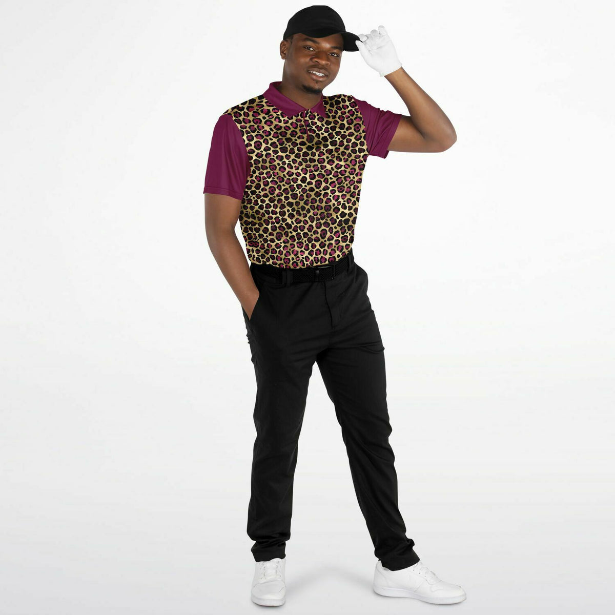 Ruby Leopard Printed Performance Golf Polo: Elegance Meets Functionality on the Fairway