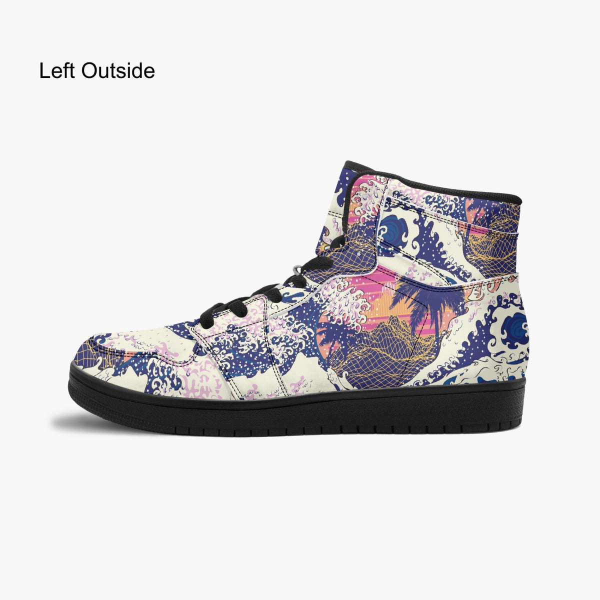 Vegan Leather Hi Tops Retro Vapour Wave off of Kanagawa