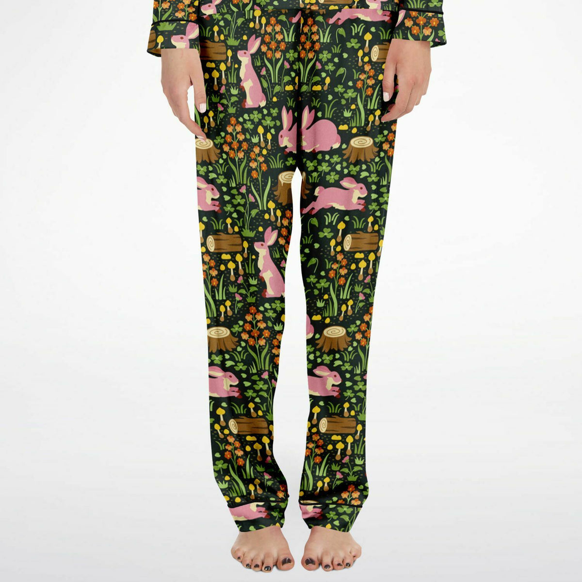 Satin-Pyjama für Damen - Cottage Core Forest Dreamland 