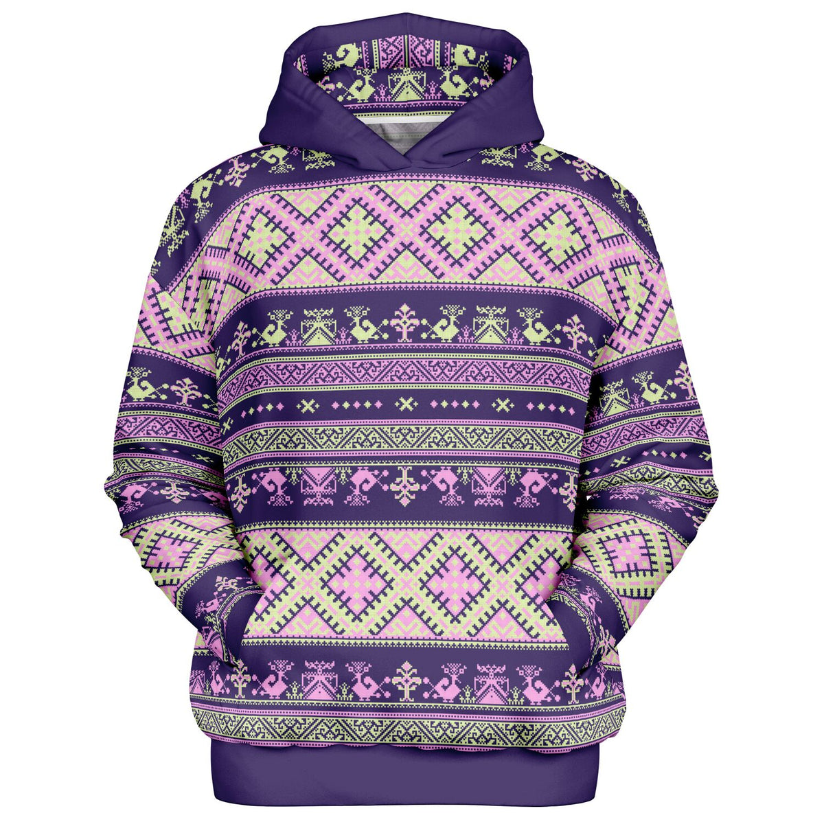Nordic Print Heavyweight Hoodie - Purple