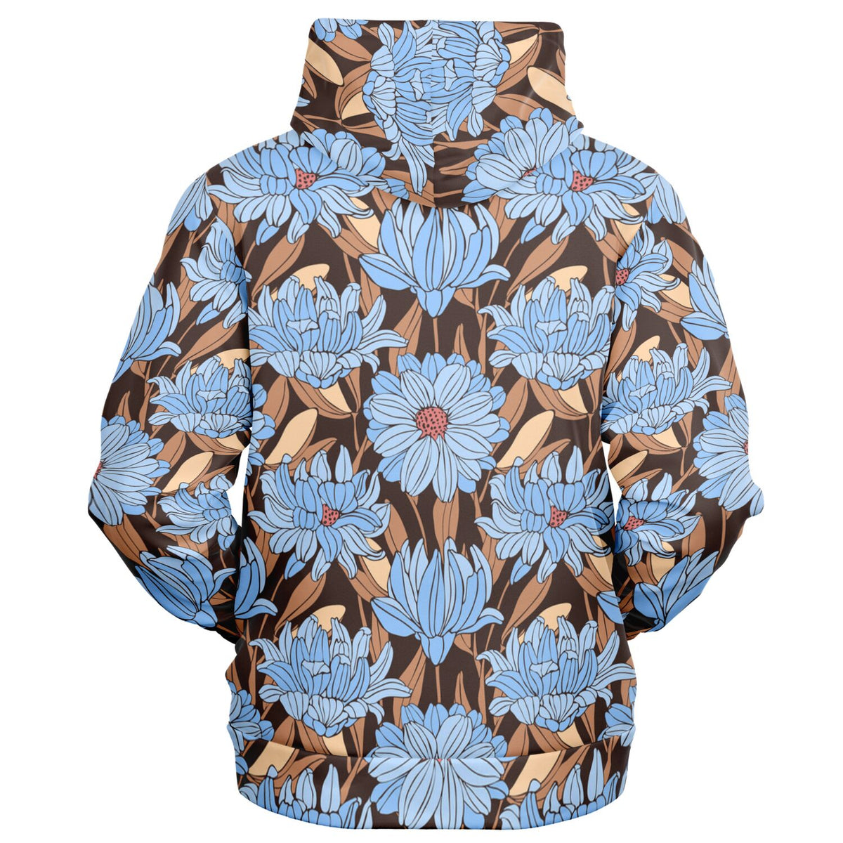 Art Nouveau Floral Zip-Up Hoodie, Retro Floral