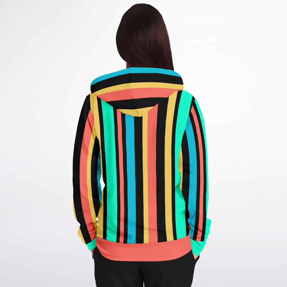 Striped Zip-Up Hoodie - AOP