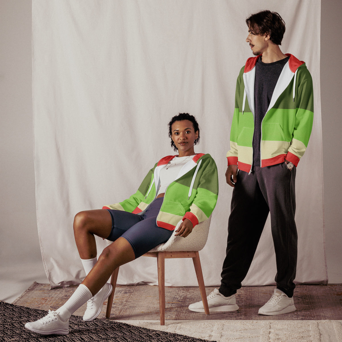 Heavy-weight Zip Hoodie Colour Block