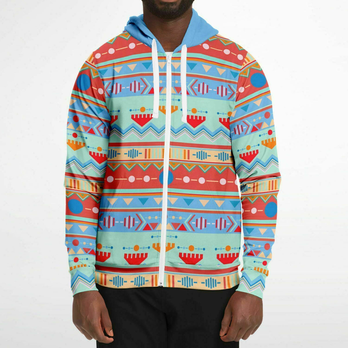 Aztec Pattern Zip Up Hoodie Heavyweight 300GSM