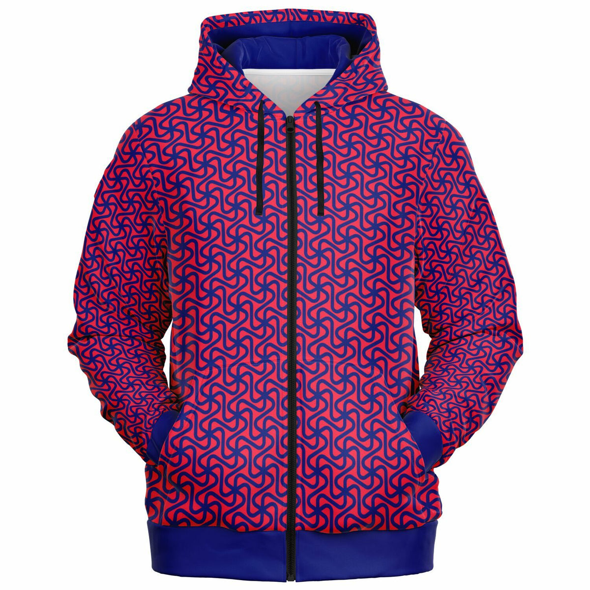 Art Deco Navy and Raspberry Hoodie